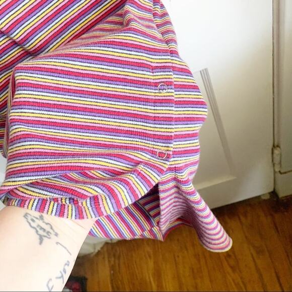 Juicy by Juicy Couture Knit Rainbow Striped Ribbed Midi Dress Side Slit Bodycon - Picture 14 of 15